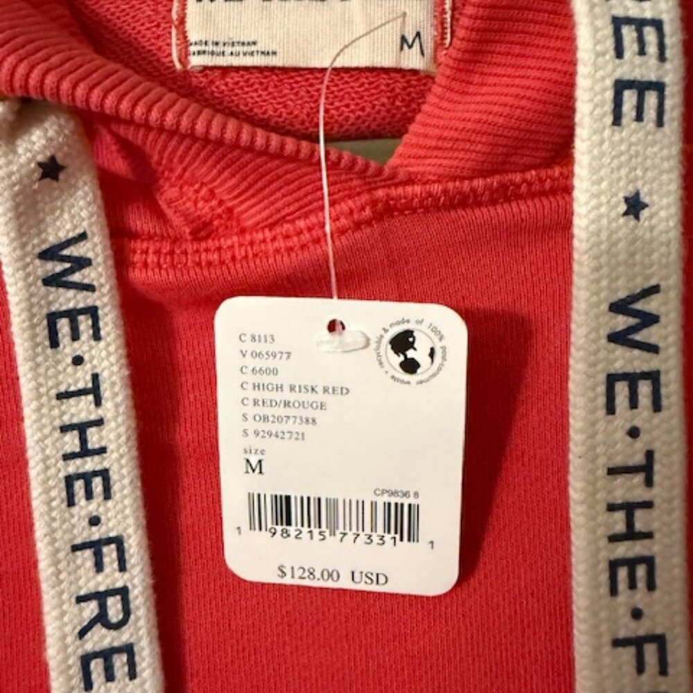 NWT Free People We The Free Hoodie in High Risk Red Size Medium - Picture 5 of 6